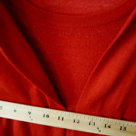 Charter Club Sweater with Attached Underlayer Open Women 3X Red Metallic - Picture 7 of 11